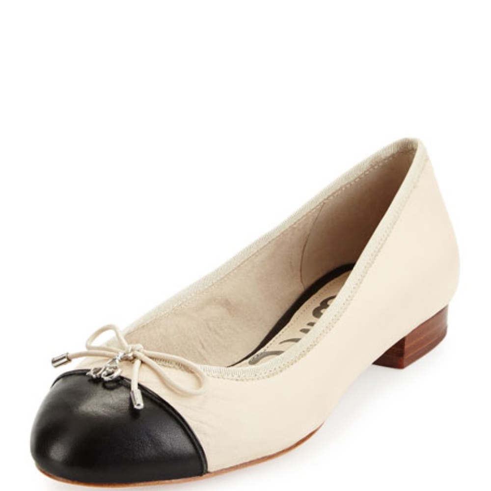 Sam Edelman Bev Cream Cap Toe Bow Flat Size 6
